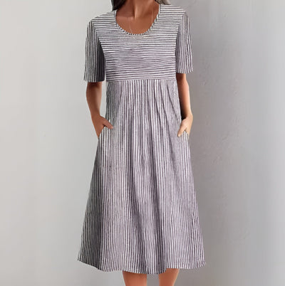 Annika | Elegant Striped Midi Dress with a Sea-Inspired Feel