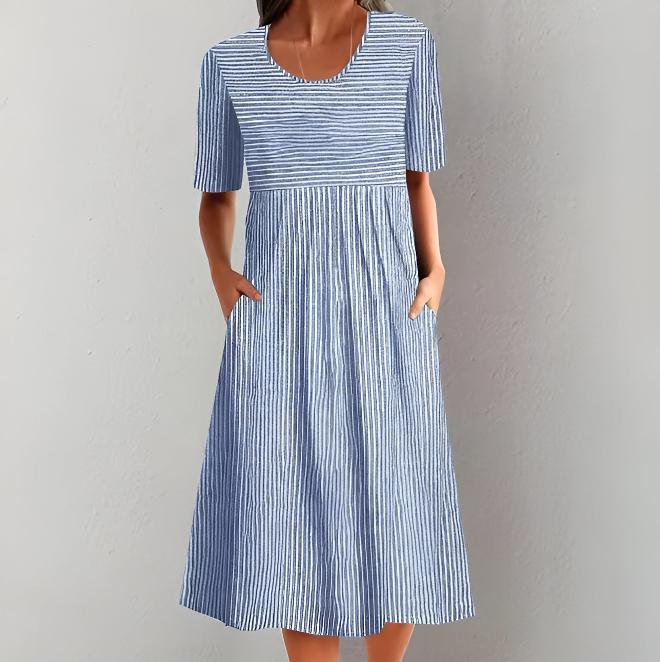 Annika | Elegant Striped Midi Dress with a Sea-Inspired Feel