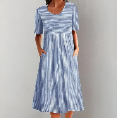 Annika | Elegant Striped Midi Dress with a Sea-Inspired Feel