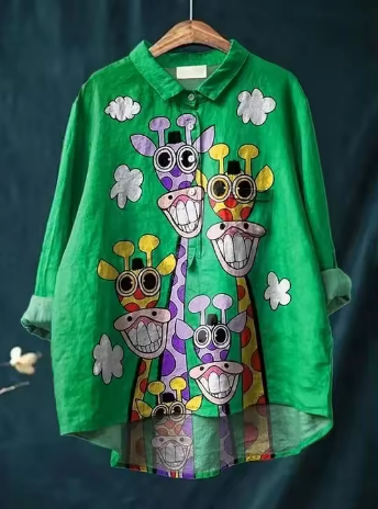 Sofia  | Colorful blouse with giraffe print
