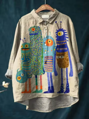 Sofia  | Blouse with Monster Print