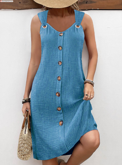 Breathable A-line Sleeveless Dress with V-neck