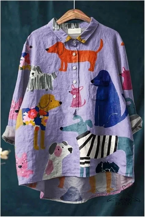 Sofia | Casual Shirt with Fun Dog Print