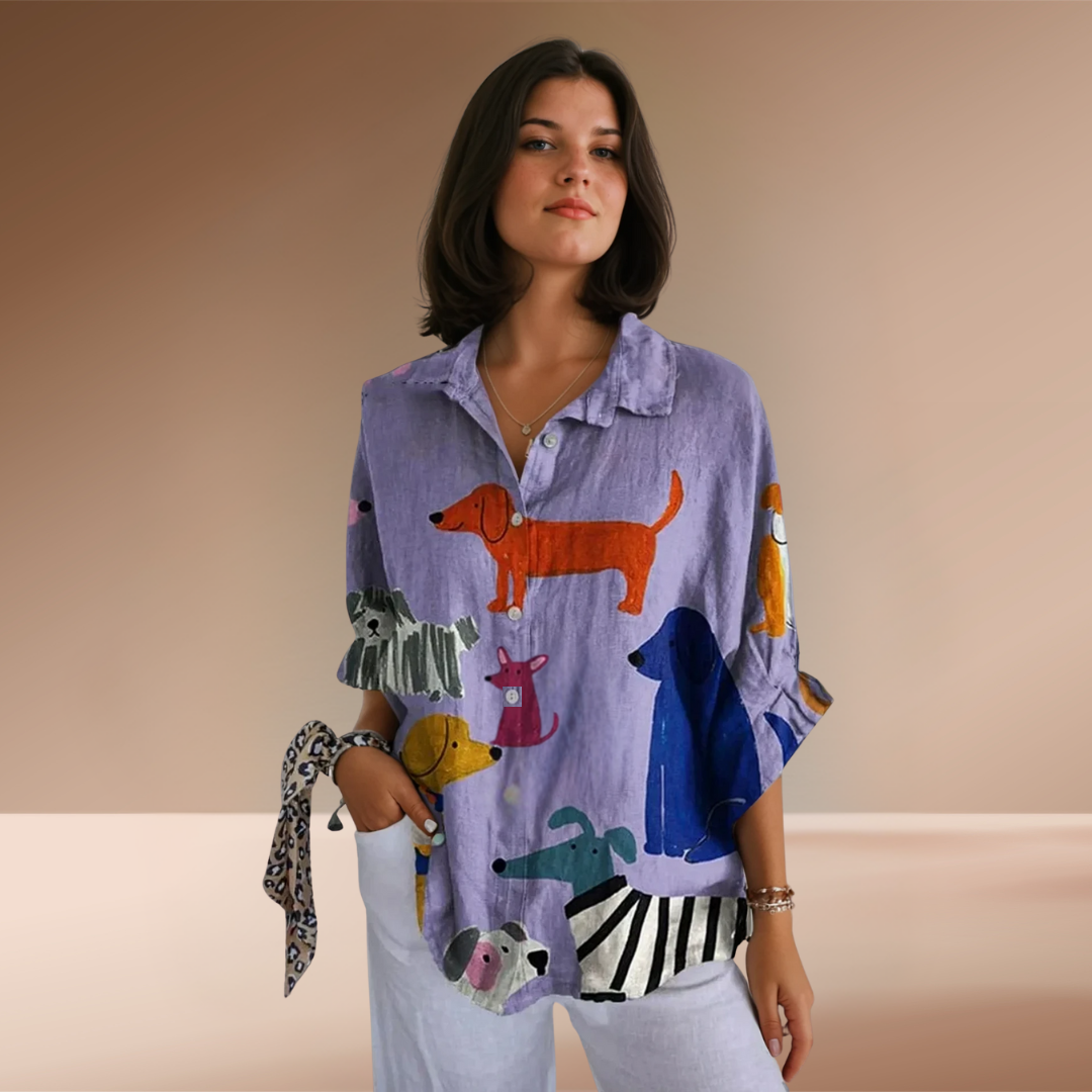 Sofia | Casual Shirt with Fun Dog Print