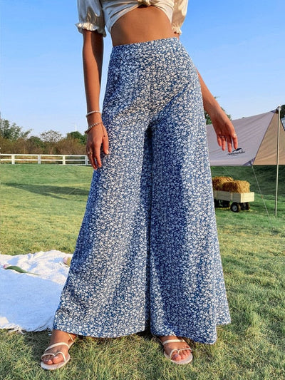 Pantalon imprimé à motif fleuri