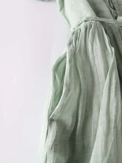 Arya - Women's Retro Style Dress with Round Neckline and Laced Waist Belt