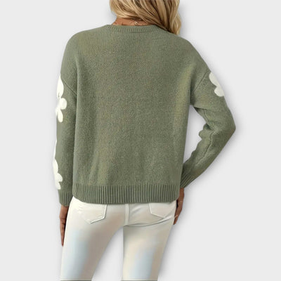 Silke - Soft knitted sweater with floral design