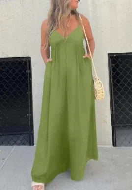 Comfortable women's jumpsuit with a V-neck and wide legs