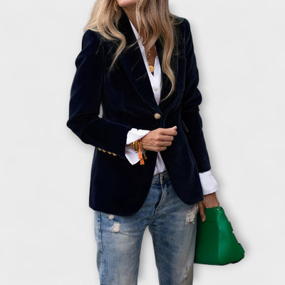 GRETCHEN | Elegant Velvet Blazer with Gold Details