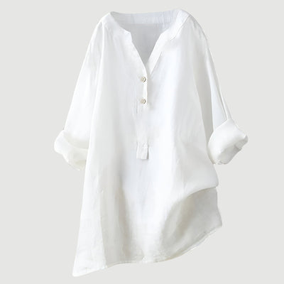 Freja™ – Luchtig en Comfortabel Linnen Shirt met Knopen