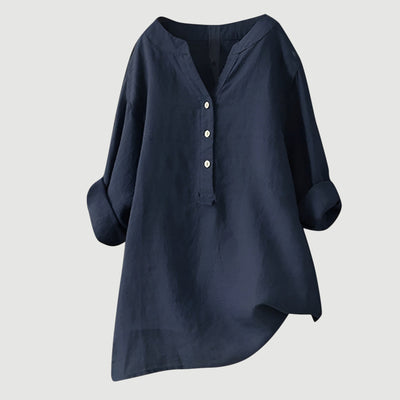 Freja™ – Luchtig en Comfortabel Linnen Shirt met Knopen