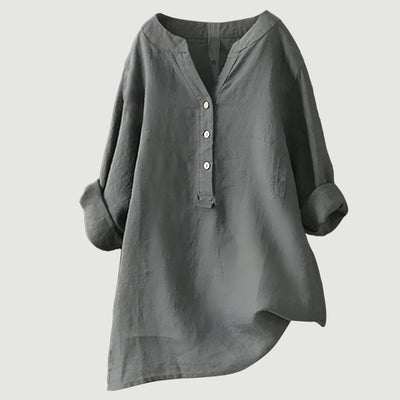 Freja™ – Luchtig en Comfortabel Linnen Shirt met Knopen