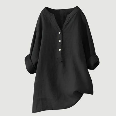 Freja™ – Luchtig en Comfortabel Linnen Shirt met Knopen