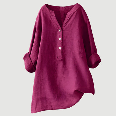 Freja™ – Luchtig en Comfortabel Linnen Shirt met Knopen