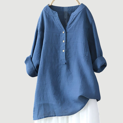 Freja™ – Luchtig en Comfortabel Linnen Shirt met Knopen