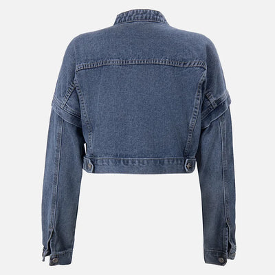 Denim Bandeau Zipper Jumpsuit & Jacket Set