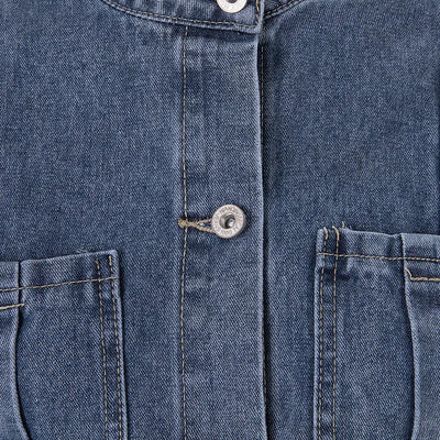 Denim Bandeau Zipper Jumpsuit & Jacket Set