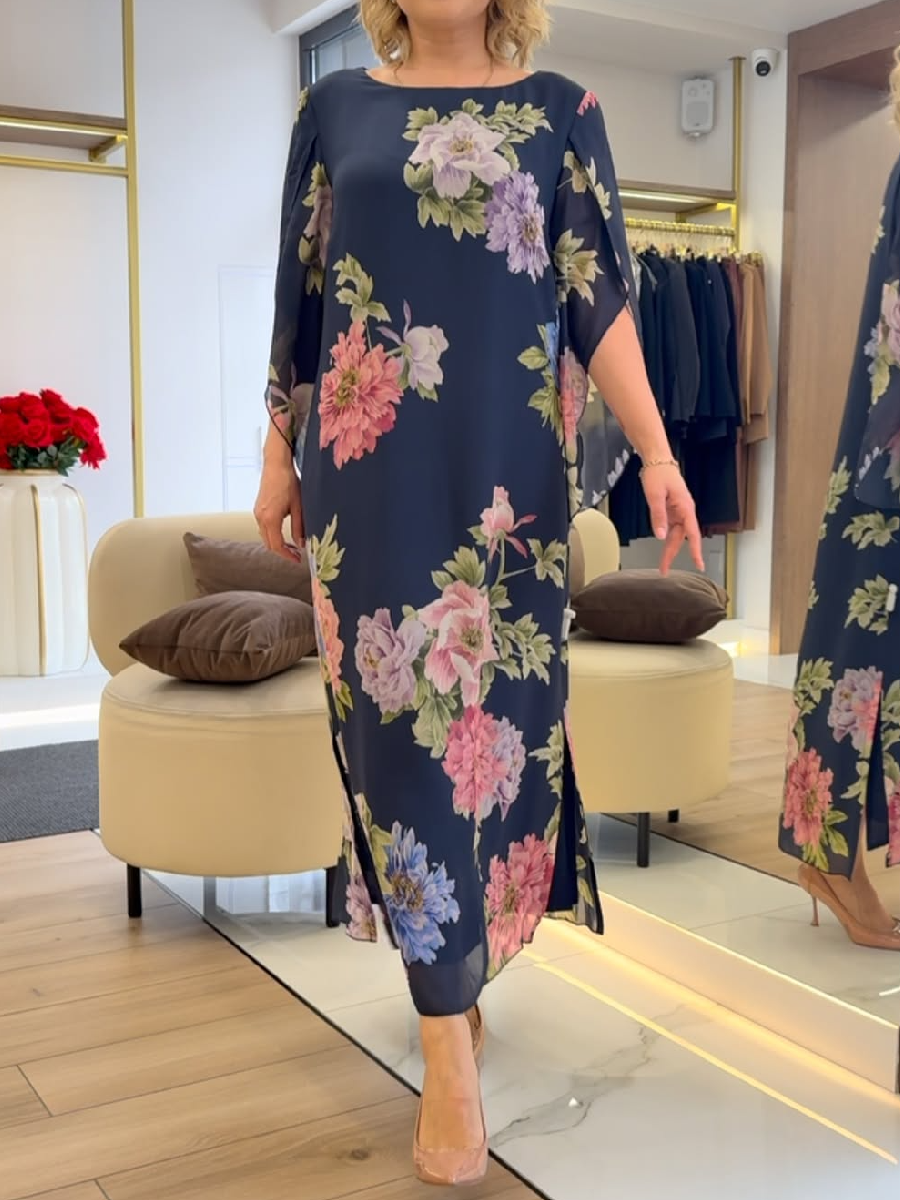 Unique floral print maxi dress