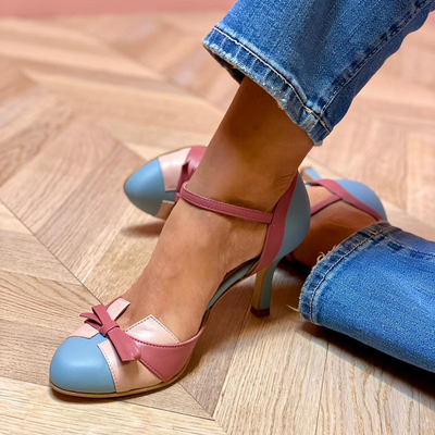 Bellarosa | Colorful sandals with bow and straps, round toe