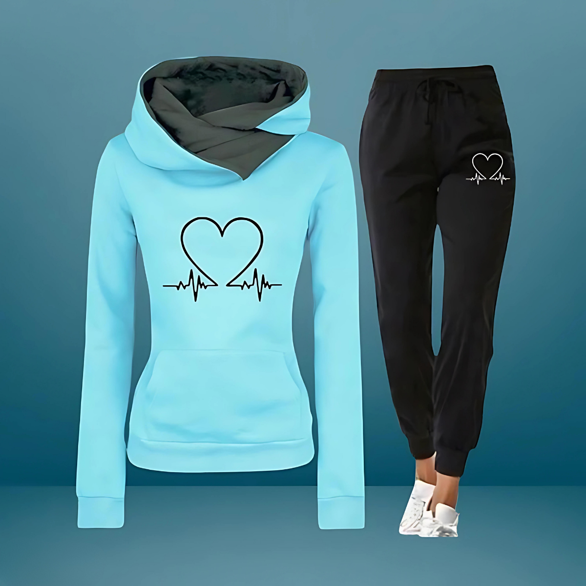 Heartbeat - Set felpa con cappuccio e jogger accogliente