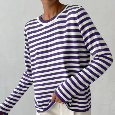 Women's striped round neck jumper