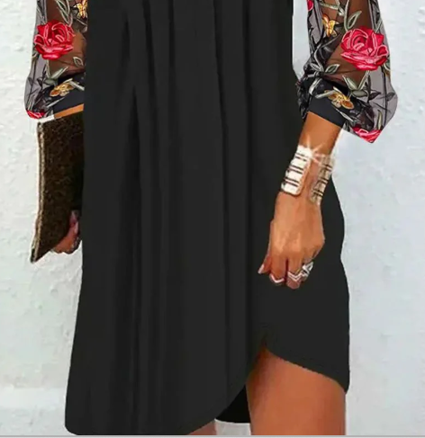 Renée | Elegant mini dress with V-neck and transparent sleeves